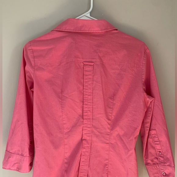 New York & Company  Pink  Button Down Shirt  Medium Spandex - Picture 3 of 4